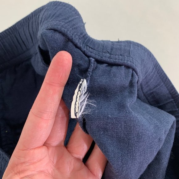 Roxy Navy Linen Blend Roll Cuff Lounge Pant M - Picture 6 of 7